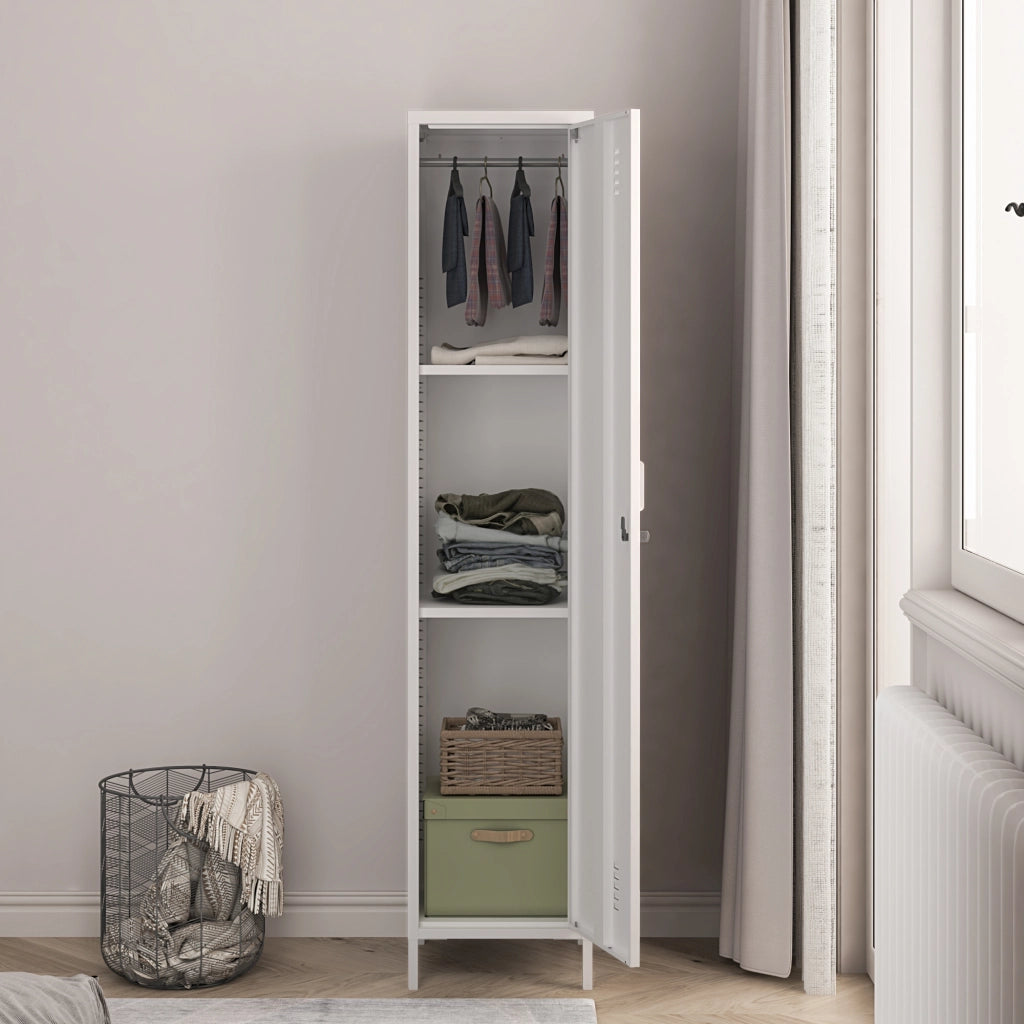 Armadio da Ufficio Seinäjoki in Acciaio 180 x 38 x 38 cm - Bianco [en.casa]