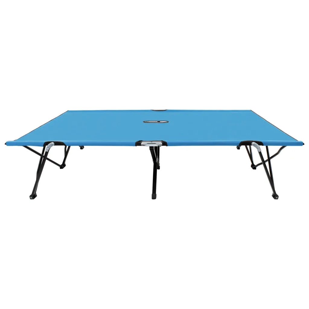 Lettino Prendisole Pieghevole Due Persone Blu in Acciaio 310352