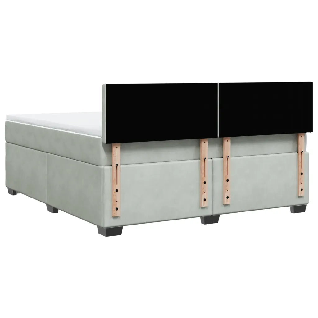 Giroletto a Molle con Materasso Grigio Chiaro 180x200cm Velluto