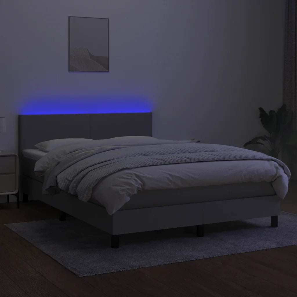 Letto a Molle Materasso e LED Grigio Chiaro 140x190 cm Tessuto 3132989