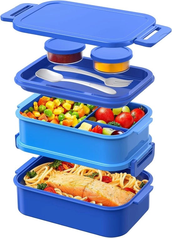 Lunchbox per adulti, 2130 ml, grande capacità, bento box, impermeabile, contenitore per pane per adulti, BPA-free, per ufficio, scuola (blu)