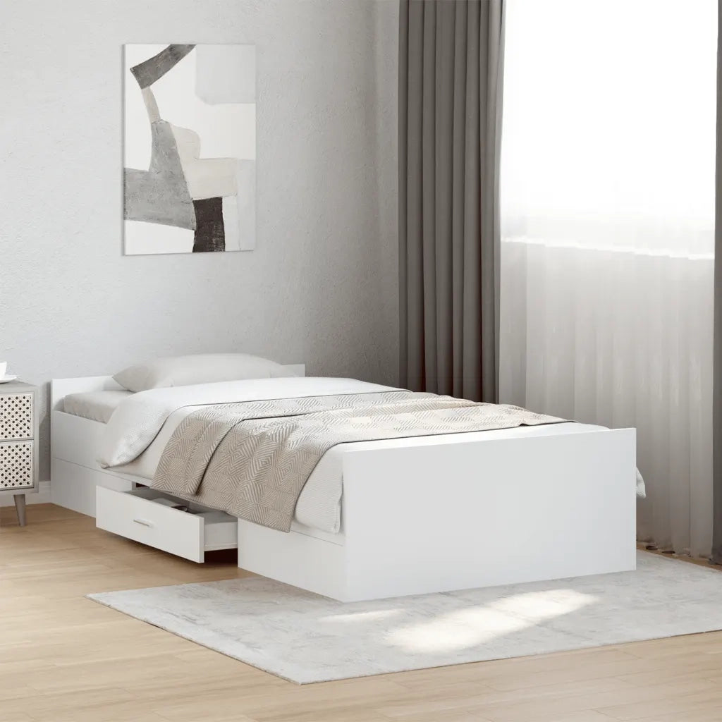 Giroletto con Cassetti Bianco 100x200 cm in Legno Multistrato 3280328