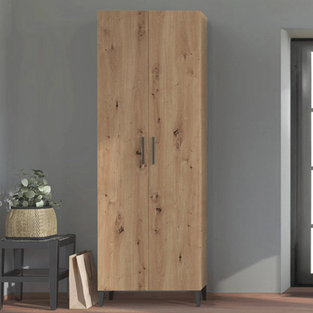 Mobile Portascarpe Ciminna, Scarpiera 5 Ripiani, 67.5x35x195h cm Marrone Rovere