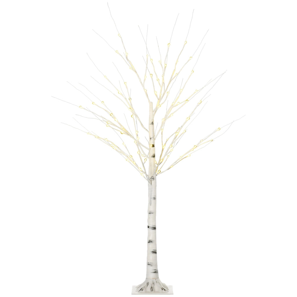 Albero di Natale Artificiale 150 cm 12 Rami con Luci LED 3000K per Interni ed Esterni al Coperto Bianco