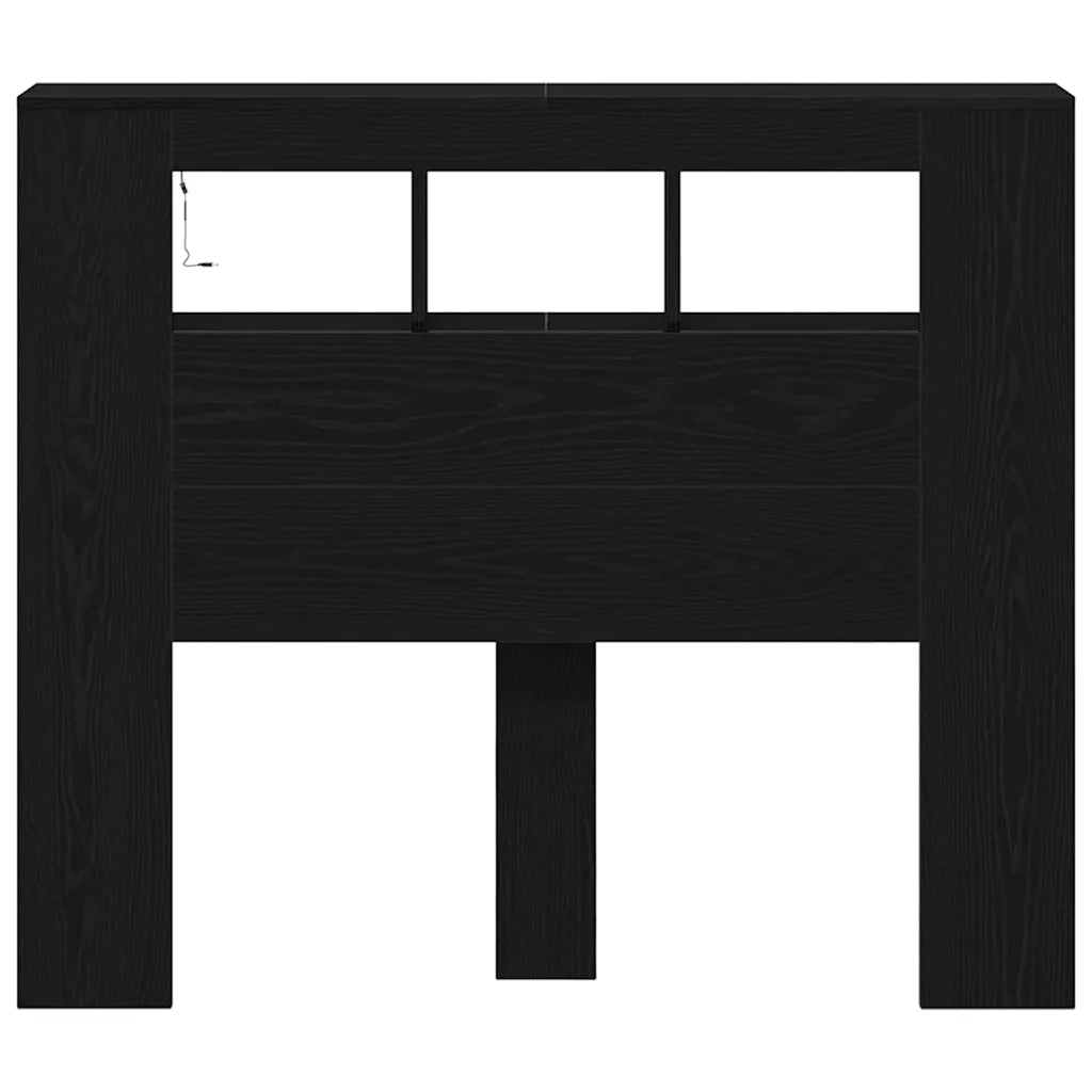 Testiera LED con lo scaffale Rovere Nero 120 x 18,5 x 103,5 cm 863114