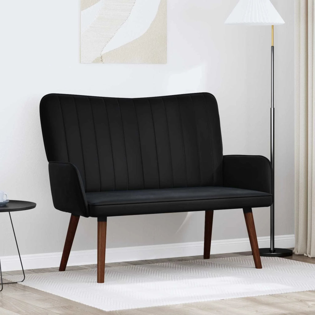 Sofa a Due Posti Nero 115 x 61 x 87 cm Velluto