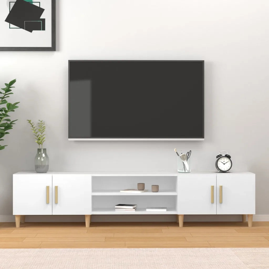 Mobile TV | Armadietto TV | Mobile Porta TV Bianco 180x31,5x40 cm in Legno Massello di Argilla
