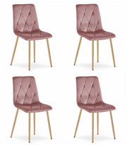 Sedia Valora TYRA in velluto rosa con gambe in legno x4