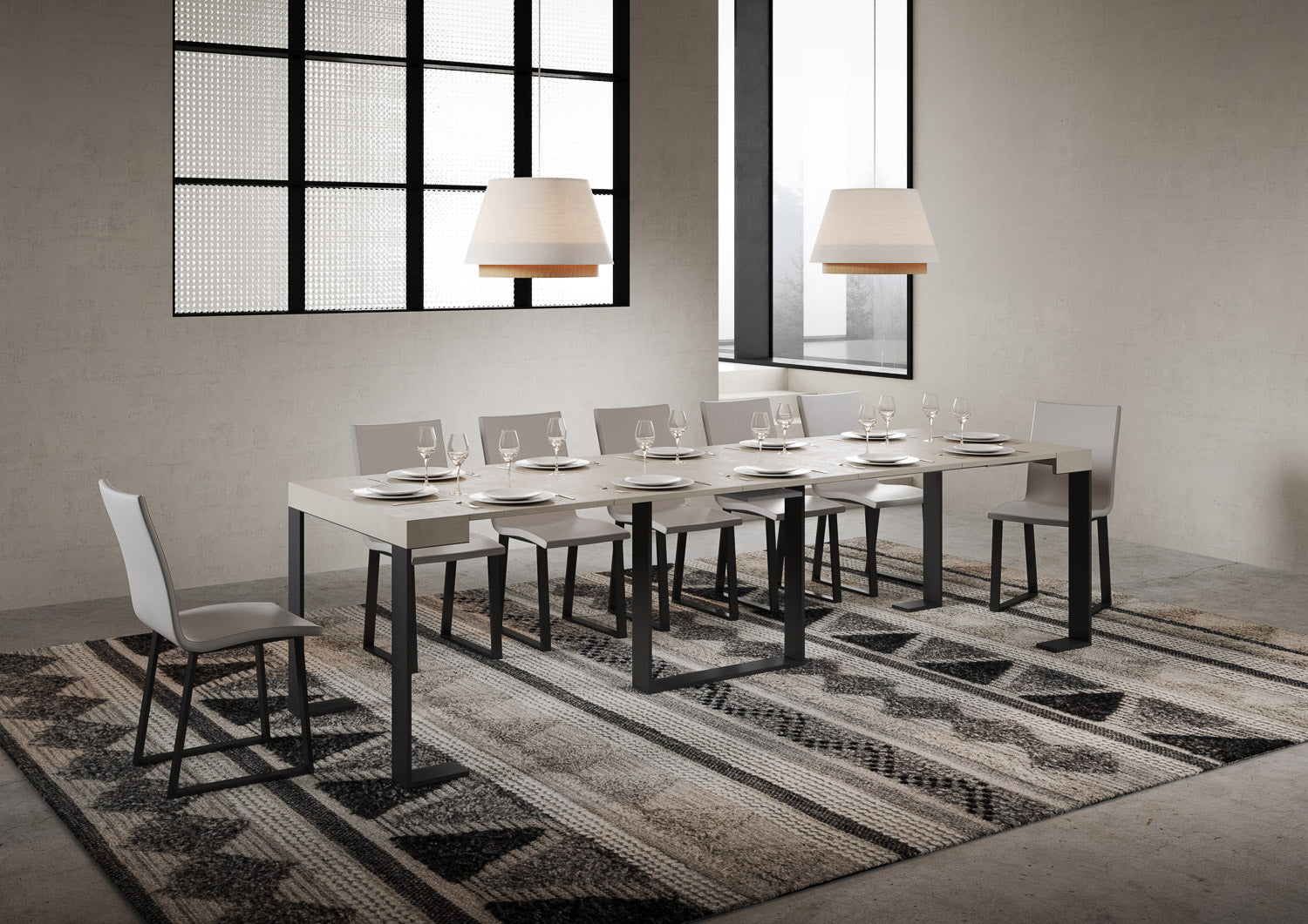 Consolle Allungabile 90-300x40x77 cm Futura Cashmere Telaio Antracite