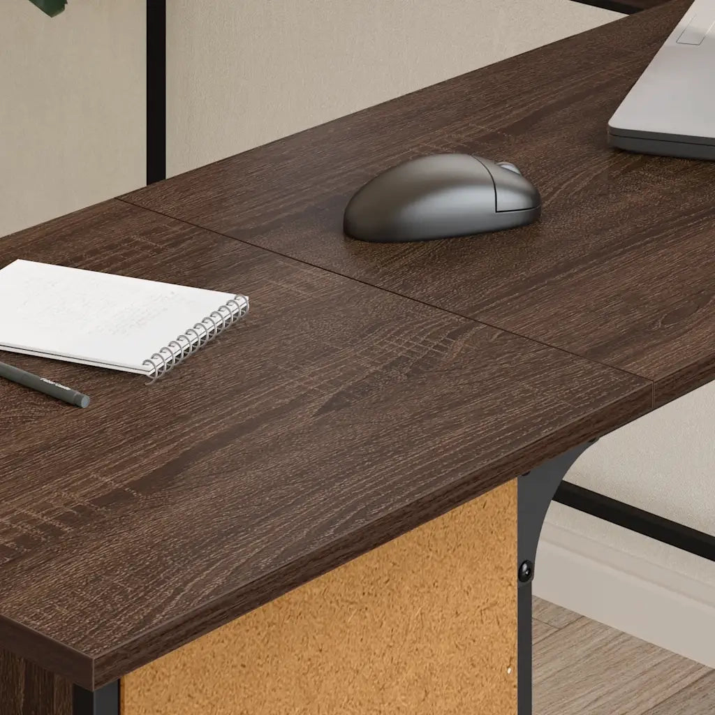 Scrivania Rovere Marrone 141x141x75 cm in Legno Multistrato 837601