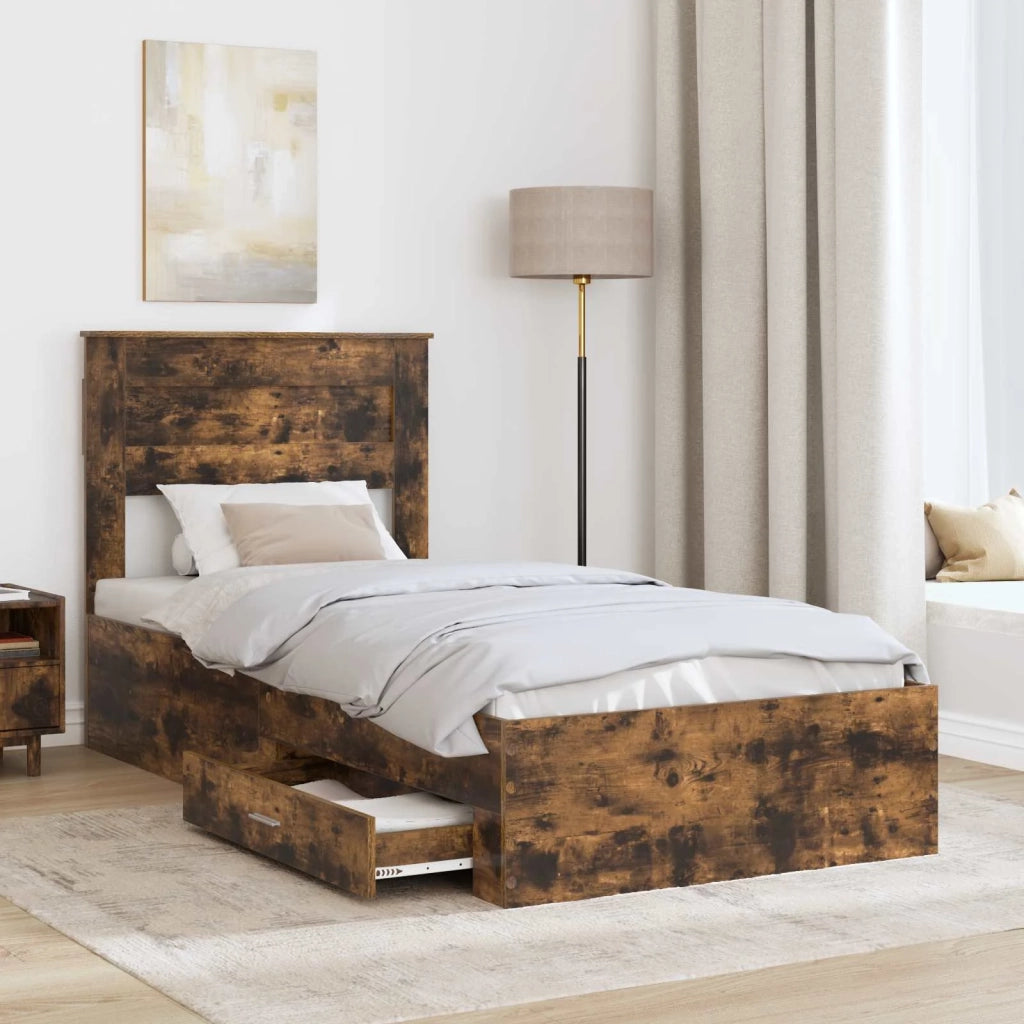 Struttura del letto Rovere Affumicato e Argento 75 x 190 cm