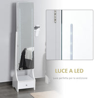 Armadio Portagioie a Specchio con Luci LED 37x30x158 cm in MDF  Bianco