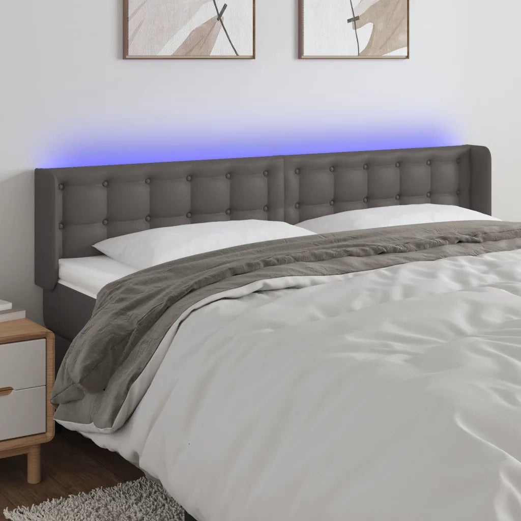 Testiera a LED-Testata con LED Grigio 203x16x78/88 cm in Similpelle 404947