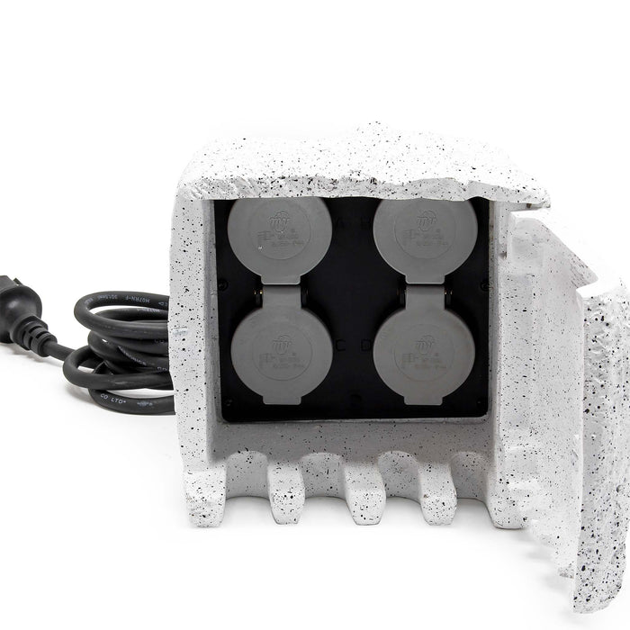 Presa multipla per esterno 4 prese cavo 5m Multipresa da giardino effetto pietra, protezione IP44