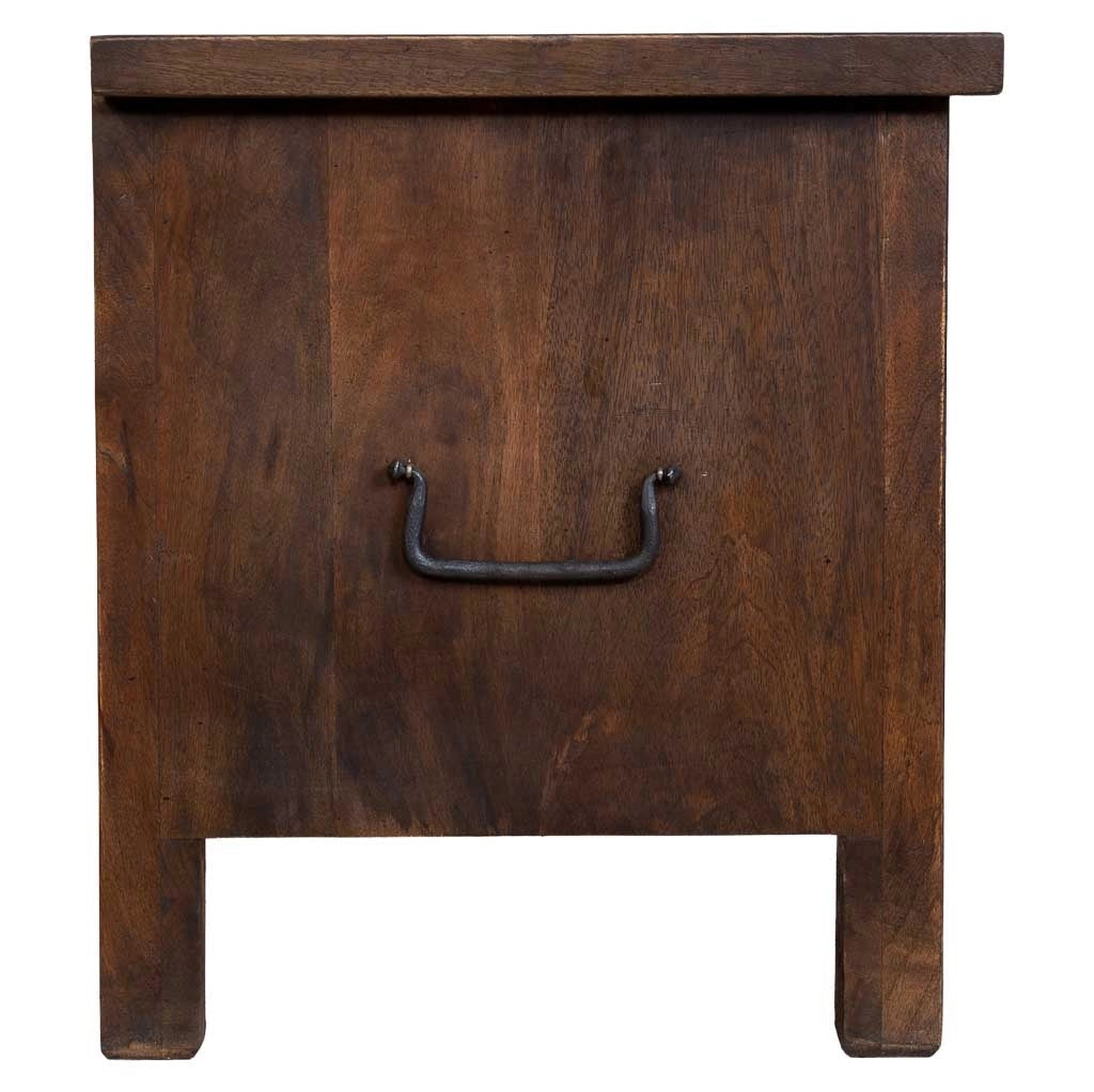 Baule in legno marrone intagliato a mano 100x40x46h cm