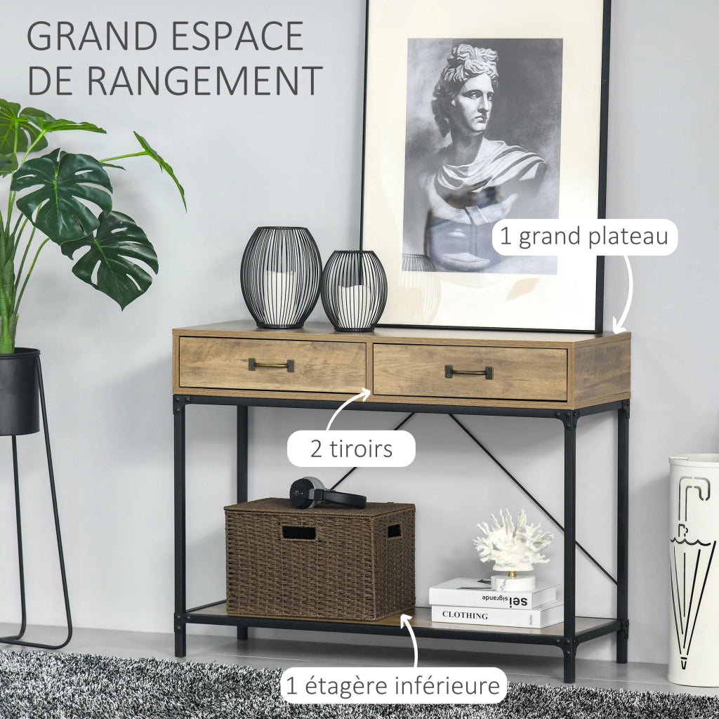 Consolle con cassetti ¨C zephmum ¨C 100x35x76 cm effetto legno