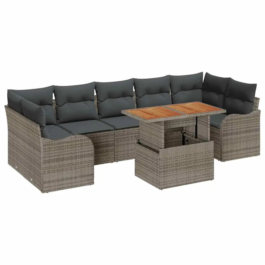 vidaXL Set Divano da Giardino 8 pcs Grigio Poly Rattan