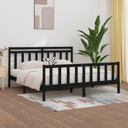 Giroletto-Struttura Letto Nero in Legno Massello di Pino 200x200 cm 242766