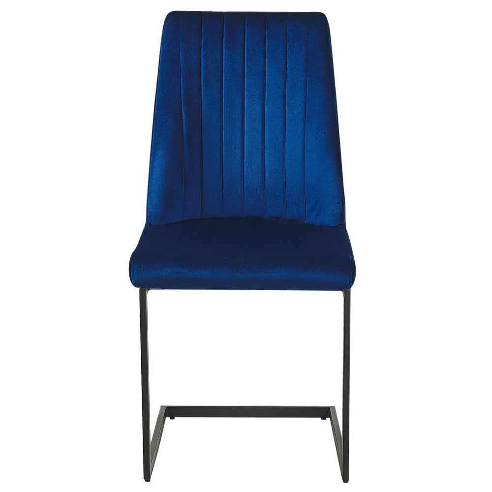 Set di 2 sedie da pranzo con sedile imbottito in velluto blu per sala conferenze a sbalzo con schienale alto