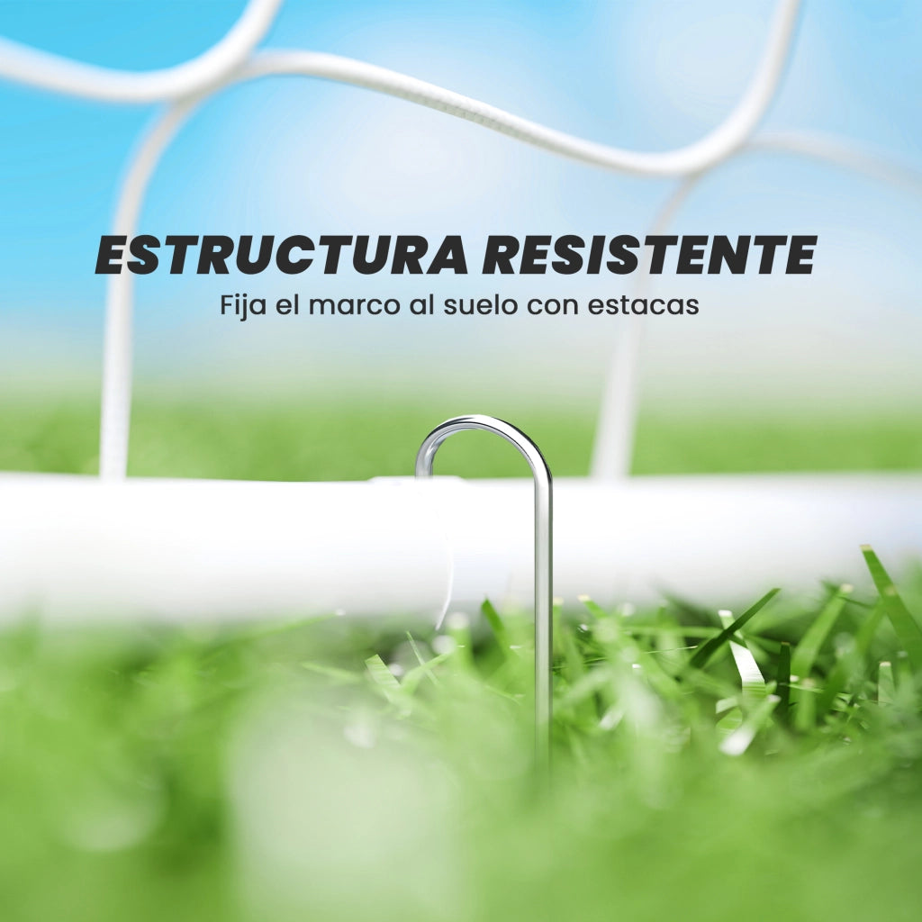 Portiere da Calcio con Rete e Supporto Metallo ¨C zephmum ¨C Bianco 186x62x123 cm