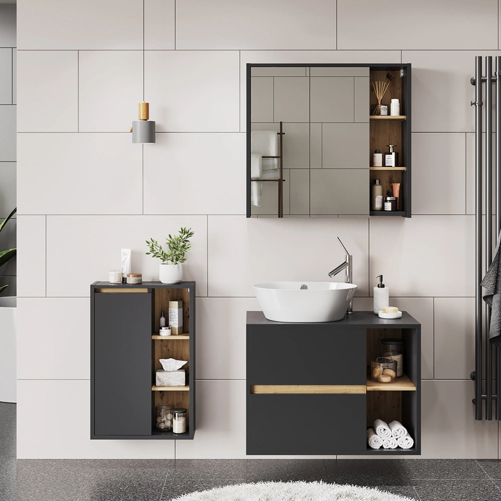 Vicco Set di mobili per il bagno Grigio/Artisan 3 parti