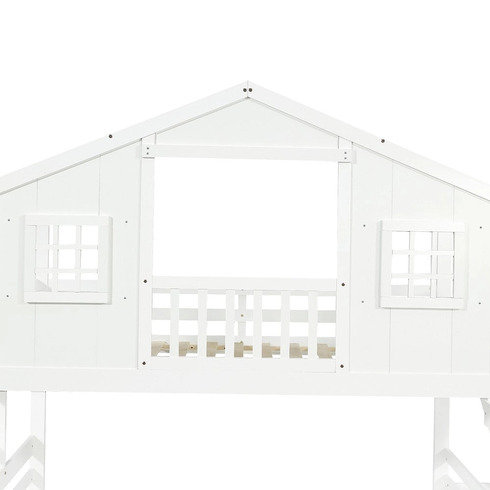 Letto a Castello con Scivolo per Bambini ¨C Xylo ¨C Pino/MDF, Bianco, 90x200