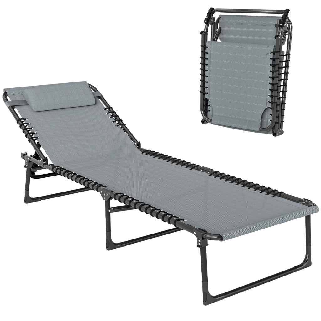Lettino pieghevole per esterni ¨C zephmum ¨C 189x58x30 cm, grigio chiaro, metallo