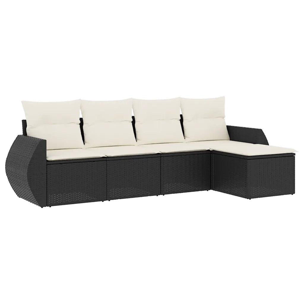 Set Divani da Giardino 5 pz con Cuscini in Polyrattan Nero 3253623