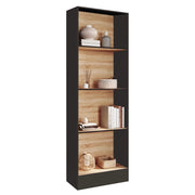 IDMarket - CARLA Libreria a 5 livelli in nero ed effetto legno H.190 cm