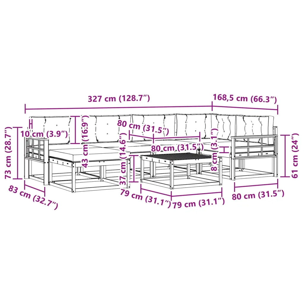 Set di divani da esterno 7 pz Bianco e Beige 3386737