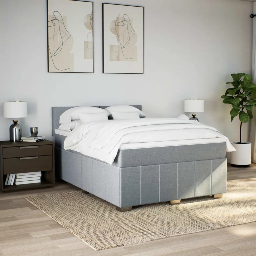 Giroletto a Molle con Materasso Grigio Chiaro 140x200cm Tessuto