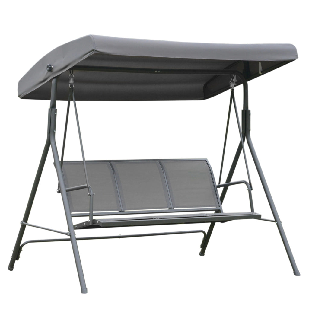 Easycomfort Dondolo da Giardino a 3 Posti con Baldacchino, Dondolo da Esterno in Acciaio e Tessuto Poliestere, 175 x 118 x 159cm Grigio