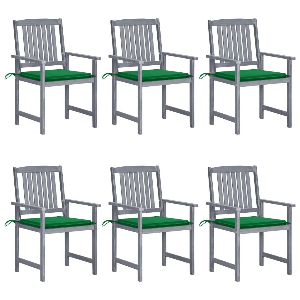 Sedie da Giardino con Cuscini 6 pz in Massello di Acacia Grigie cod mxl 67259