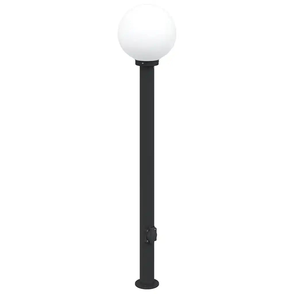 Lampioni a palo con presa elettrica 3 pz 120 cm Nero IP44 4006122