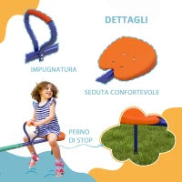Altalena a Bilico per Bambini 3-8 Anni con Rotazione a 360°, in Acciaio e PP, 192x60x60 cm