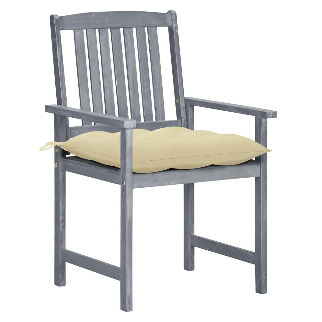 Sedie da Giardino con Cuscini 8 pz in Massello di Acacia Grigie cod mxl 8539