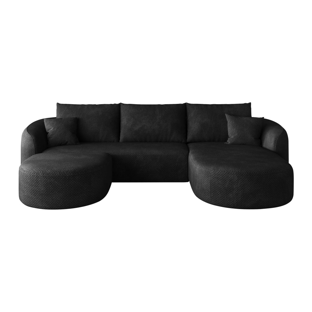 Divano angolare modulare a U senza montaggio in tessuto nero 266 × 168 × 85 cm