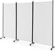 Divisorio Paravento con Ruote 3 pezzi, Divisorio da Parete in Ferro, Protezione Privata per Camera da Letto, Ufficio, 260 x 180 cm, 5 Colori (Bianco)