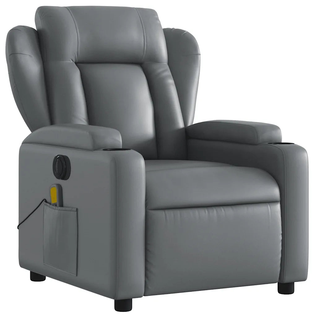 Poltrona Massaggiante Elettrica Reclinabile Grigio Similpelle 3204540