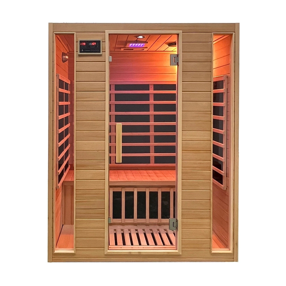 Sauna ad infrarossi 97x146 cm H188 in legno Hemlock con radio integrata | Oulu