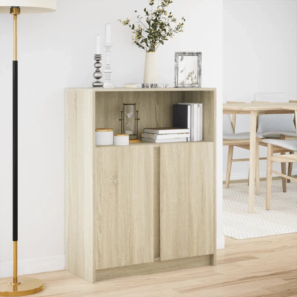 Credenza con LED Rovere Sonoma 77x34x100cm in Legno Multistrato 852147