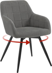 Sedia da Pranzo Girevole, Sedia da Cucina Ergonomica Imbottita in Velluto con Gambe in Metallo, Poltrona per Salotto, Ufficio, Camera da Letto, Balcone, Beige, EZS85be-1