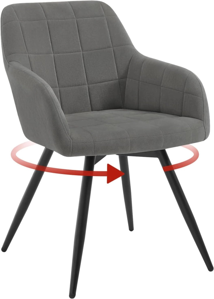 Sedia da Pranzo Girevole, Sedia da Cucina Ergonomica Imbottita in Velluto con Gambe in Metallo, Poltrona per Salotto, Ufficio, Camera da Letto, Balcone, Beige, EZS85be-1