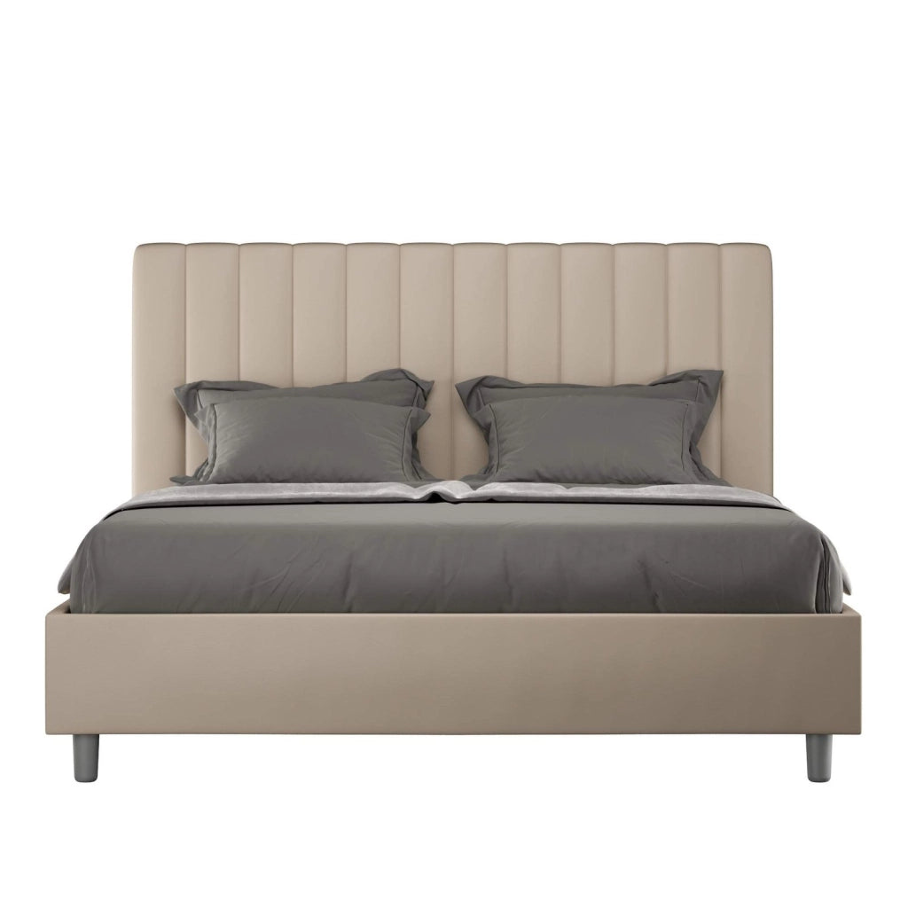ityhome Letto matrimoniale king size senza rete imbottito 170x190 similpelle tortora Agueda