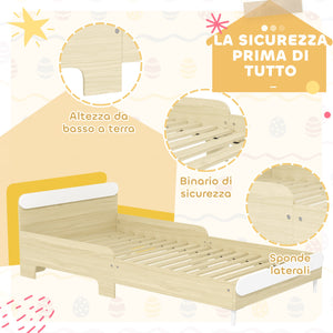 Letto Singolo per Bambini Basso con Sponde Laterali Alte 194,8x103x60,5 cm Bianco e color Legno