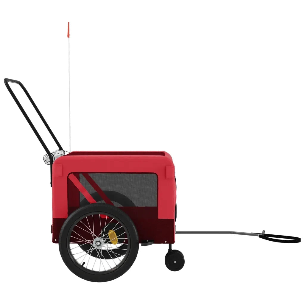 Rimorchio da Bici per Animali Rosso e Nero Oxford e Ferro 93943