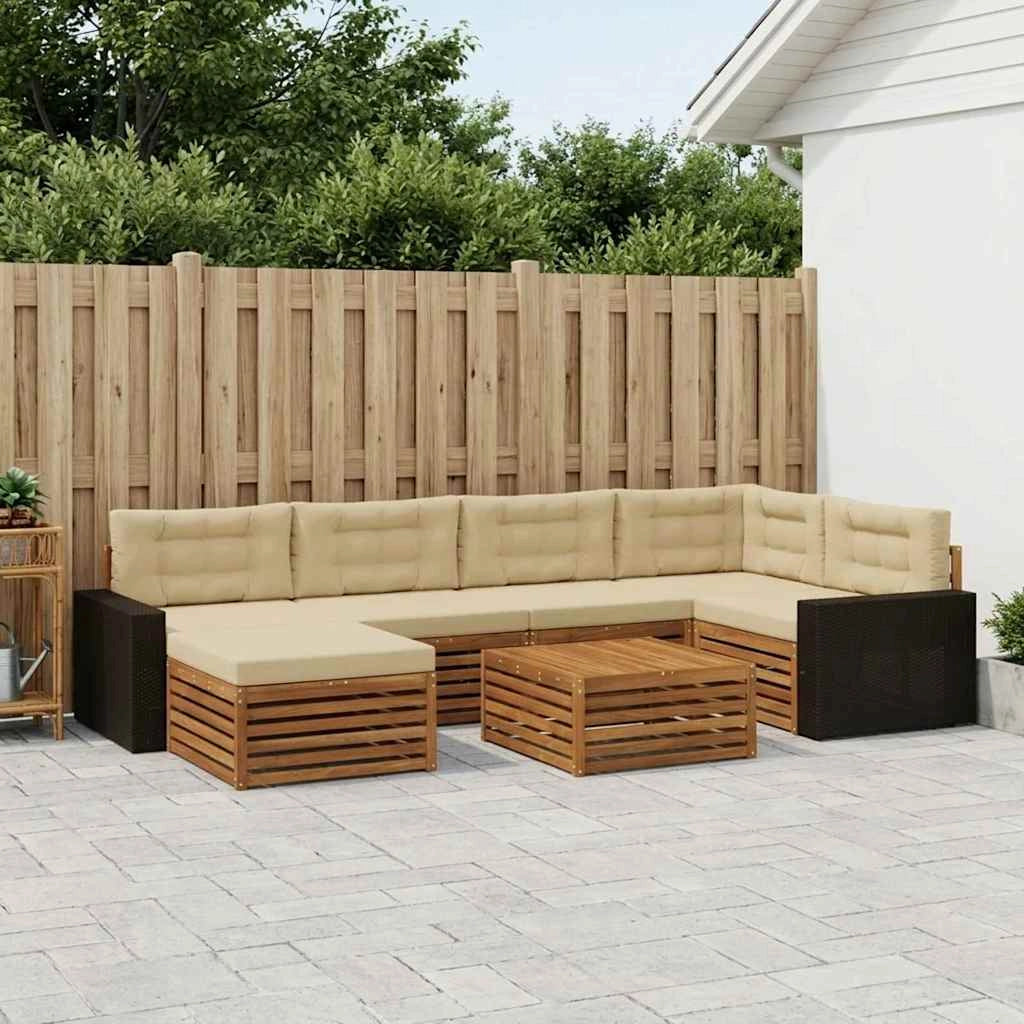 Set di divani da esterno 7 pz Naturale e Beige 3383606