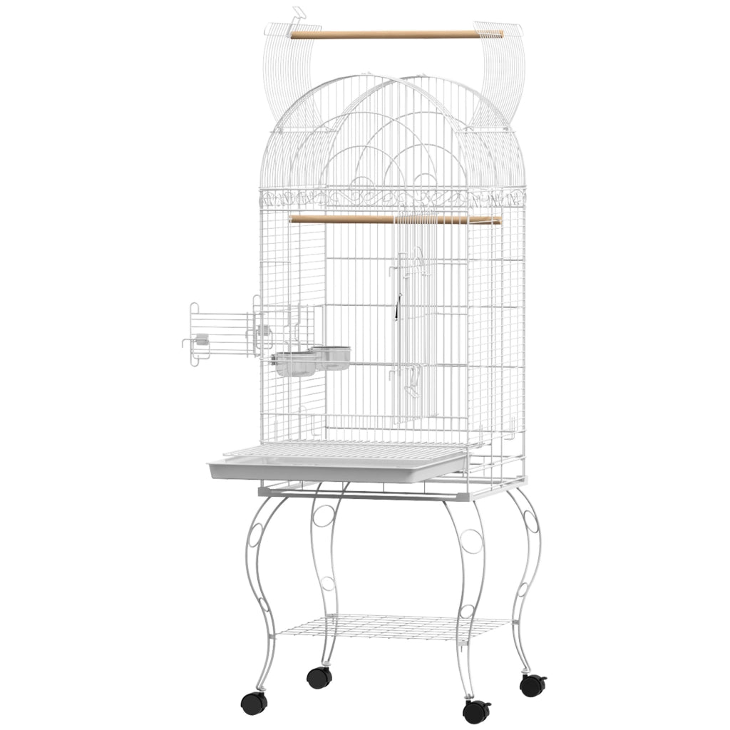 Gabbia per uccelli con ruote e ripiano amovibile ¨C zephmum ¨C 51x51x153 cm bianco
