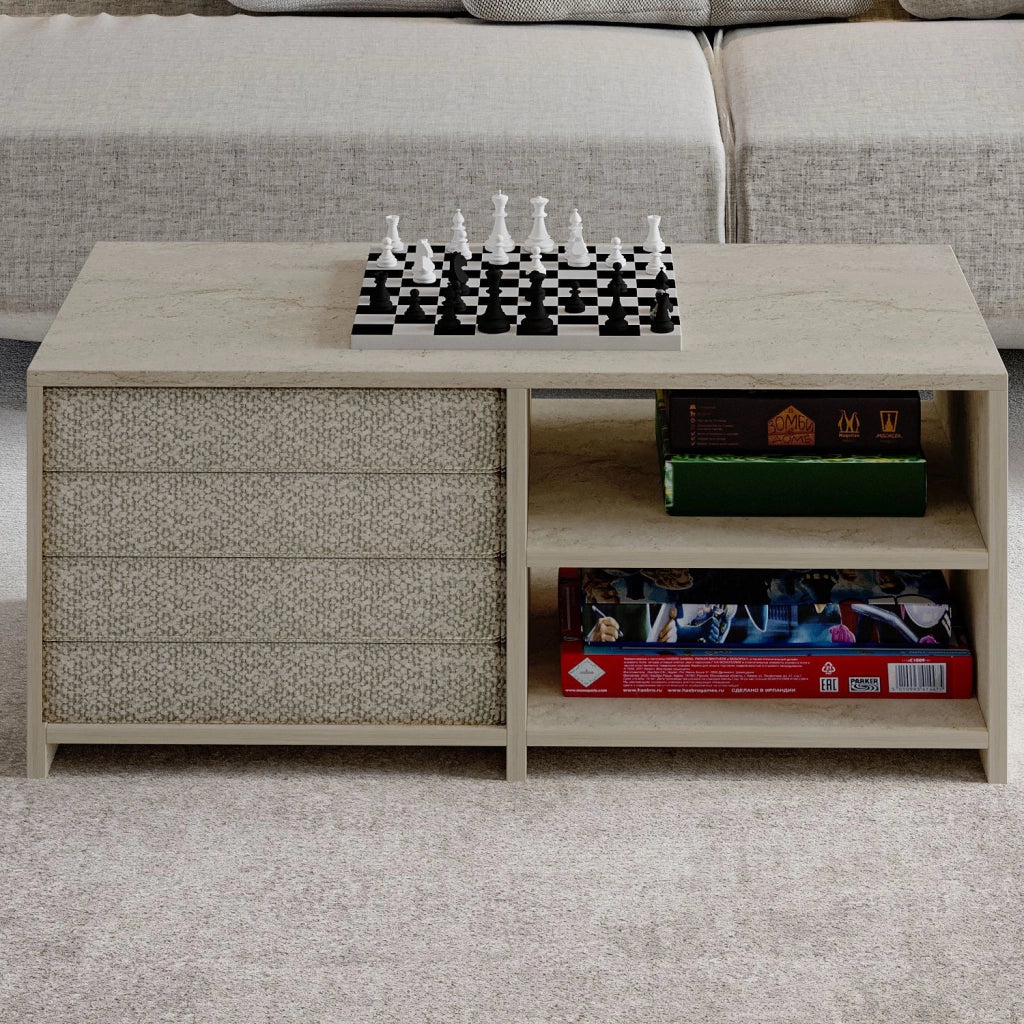 Tavolino in legno "Gord" - 90 x 45 x 44 cm - Travertino