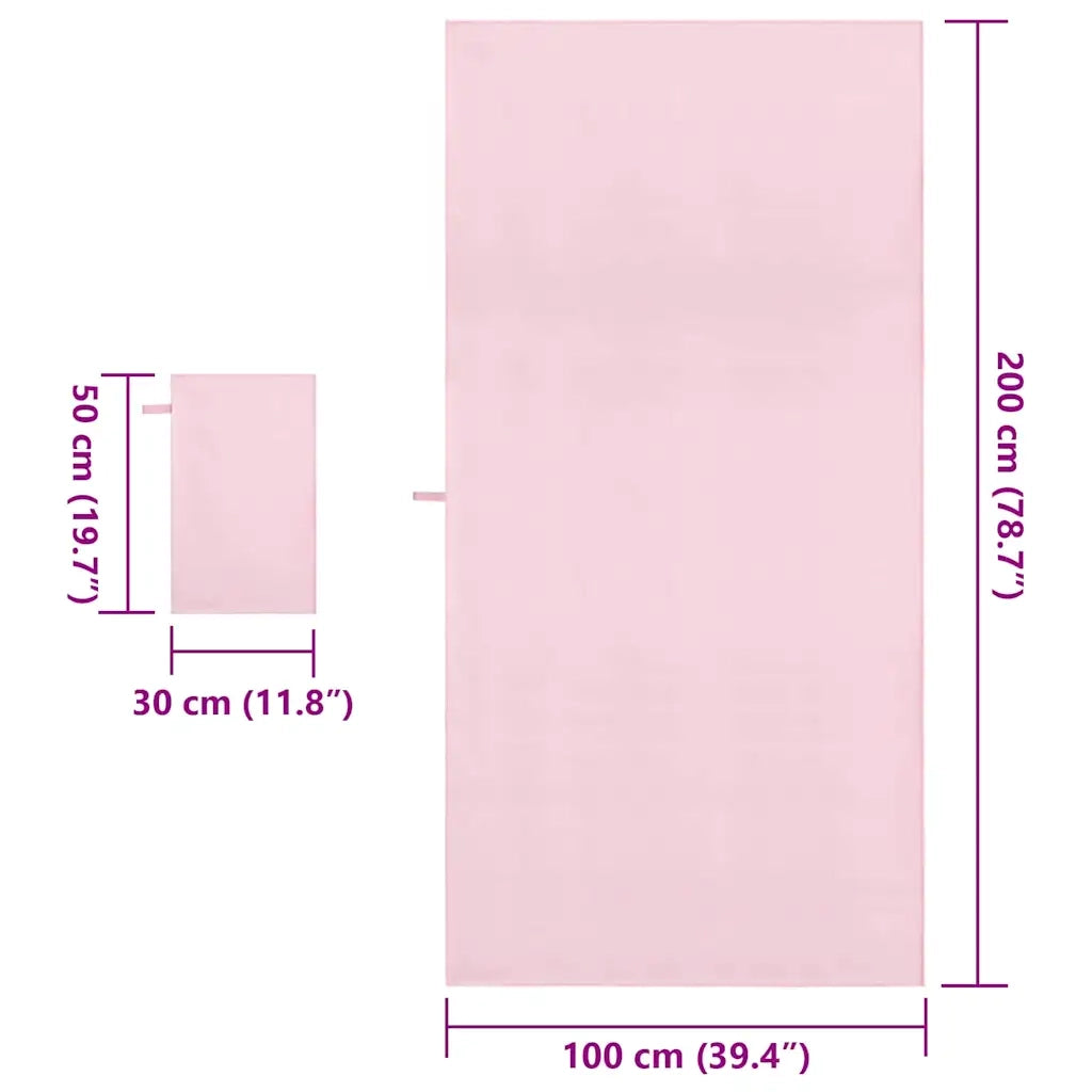 Set di Asciugamani Sportivi 2 pcs Rosa Tessuto